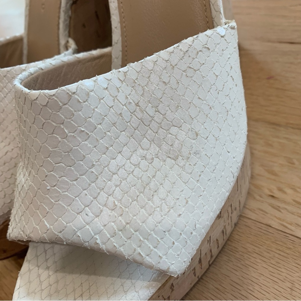 Veronica Beard White Python High Cork Wedges Size… - image 7
